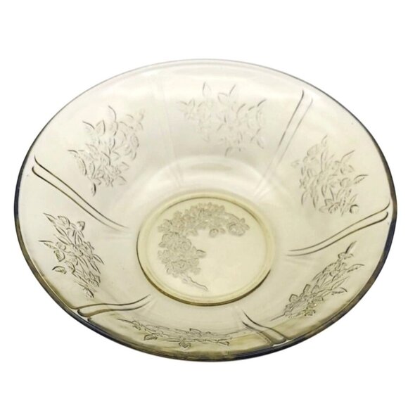 Vintage Federal Glass Amber Sharon Cabbage Rose Serving Bowls Set Of 2 - Picture 3 of 6